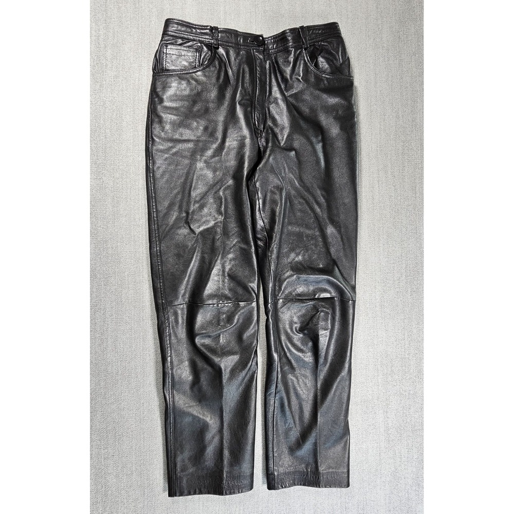 Rt International Pants Women's 4x28.5 Black 100% Sheep Leather Ultra High Rise